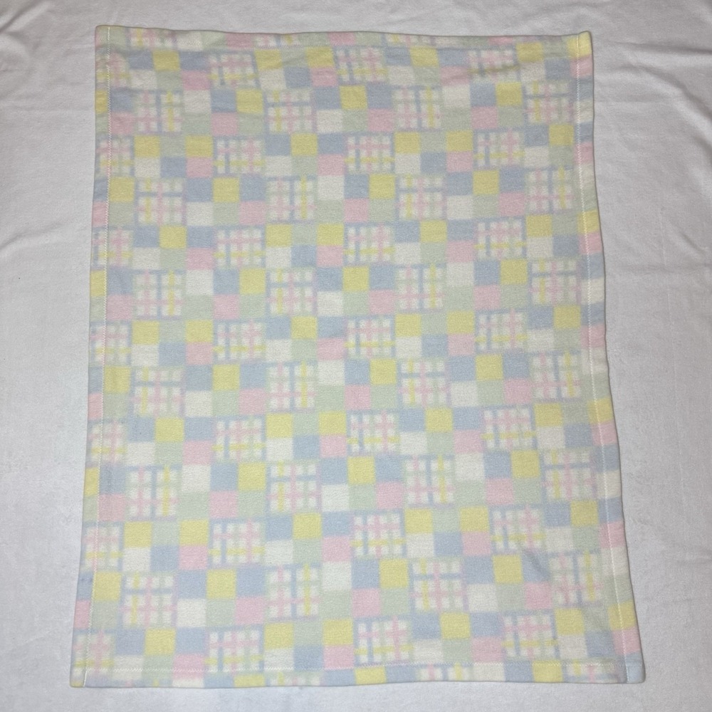 Vintage Dundee Pastel Plaid Baby Blanket Colorful Crib Blankie Nursery READ